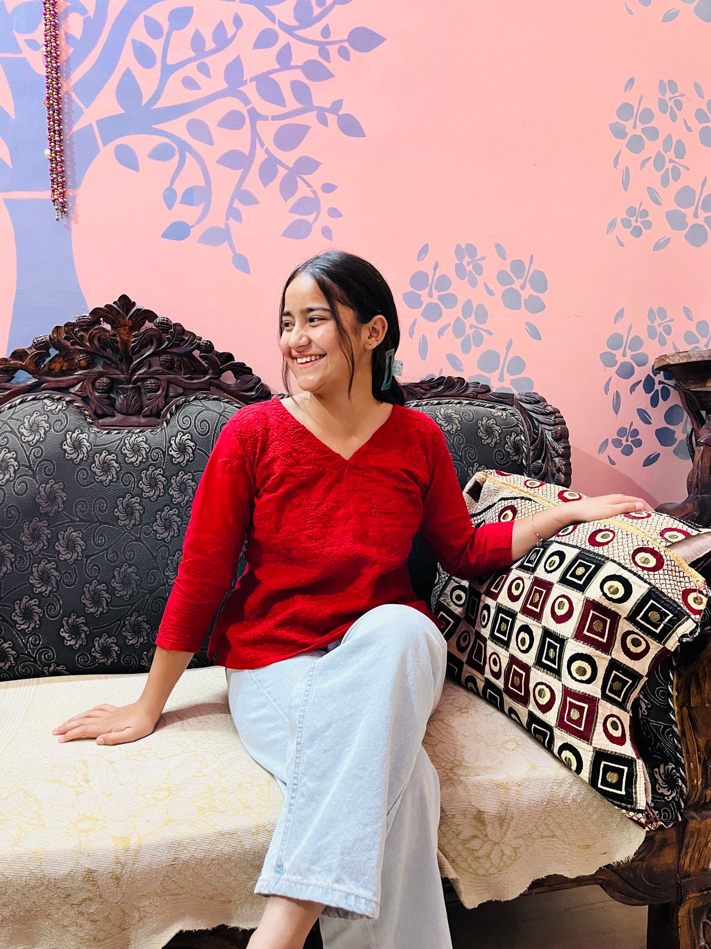 EKA Hand Embroidered Chikankari Top.